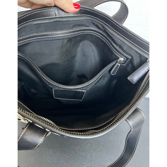 Coach Gray Black Canvas and Leather Signature C Tote Purse Shoulder Bag - Picture 7 of 13